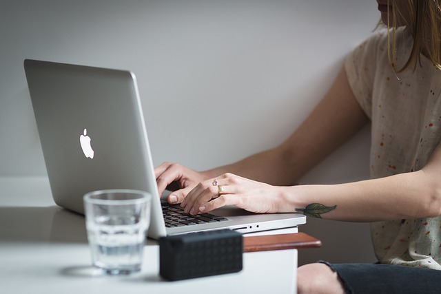 Woman doing research on a laptop